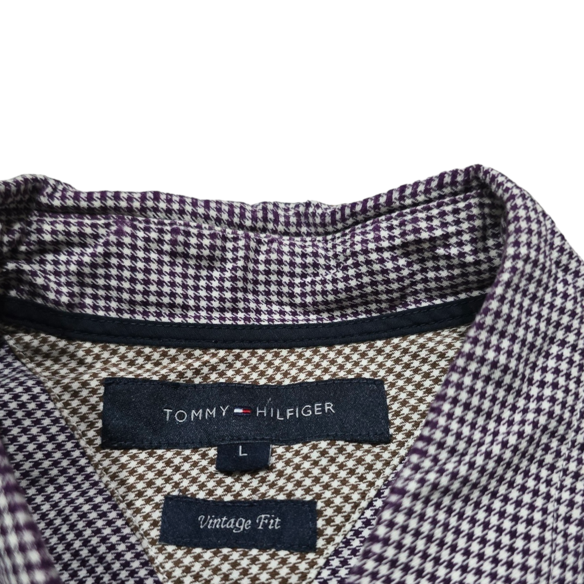 Camisa Tommy Hilfiger Grande L Cuadro Morado Vintage Fit