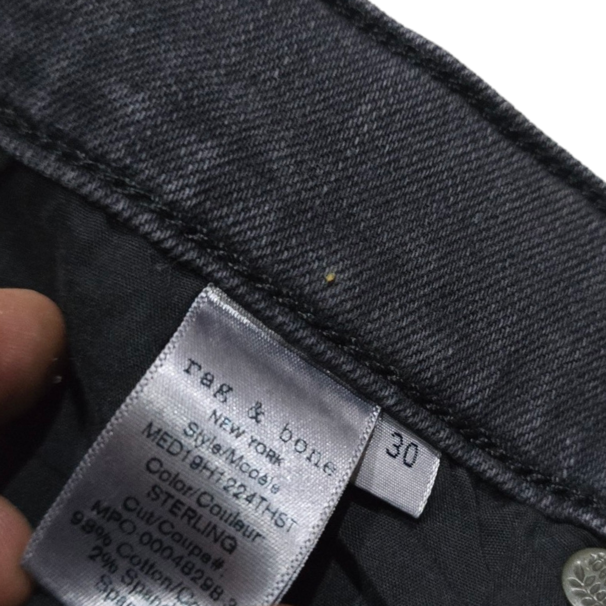 Pantalon Rag & Bone 30 Extra Slim Gris Obscuro