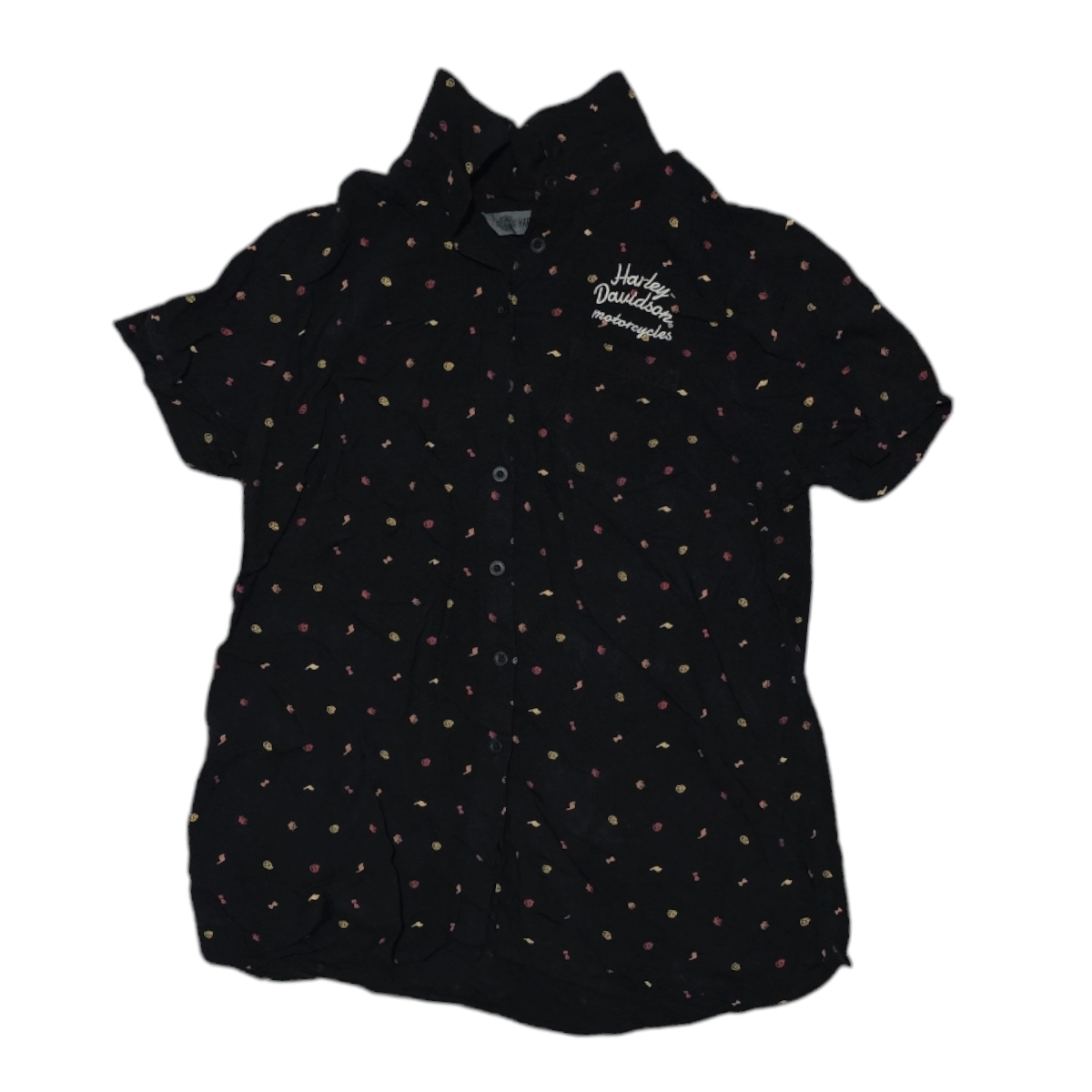 Camisa Manga Corta Harley Davidson Mujer Mediana M Negro