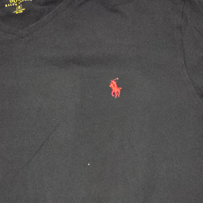 Playera Ralph Lauren Chico S Negro Pony Rojo