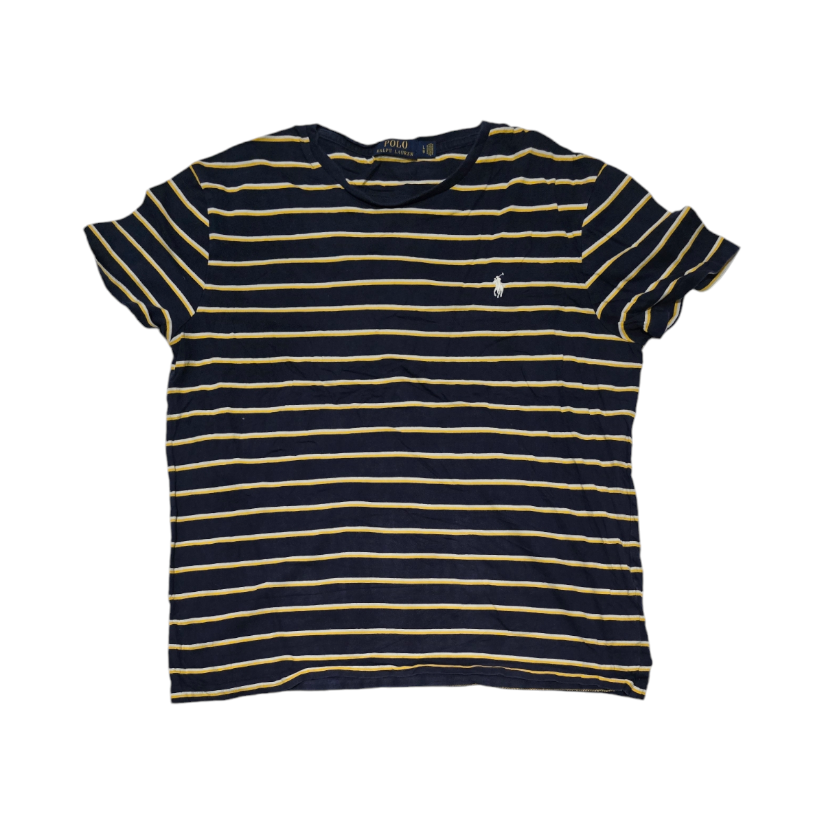 Playera Ralph Lauren Grande L Azul Linea Amarilla