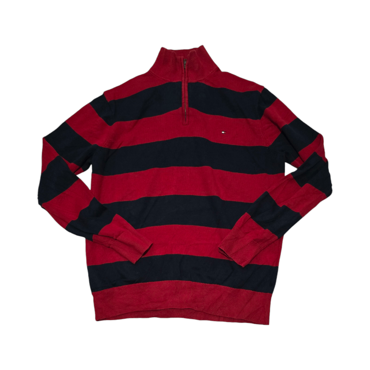 Sueter Tommy Hilfiger Grande L Lineas Rojo Y Azul