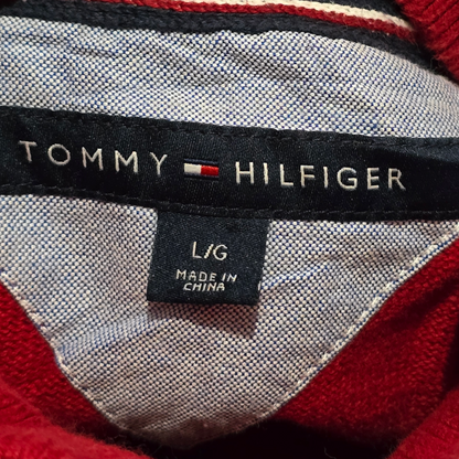 Sueter Tommy Hilfiger Grande L Lineas Rojo Y Azul