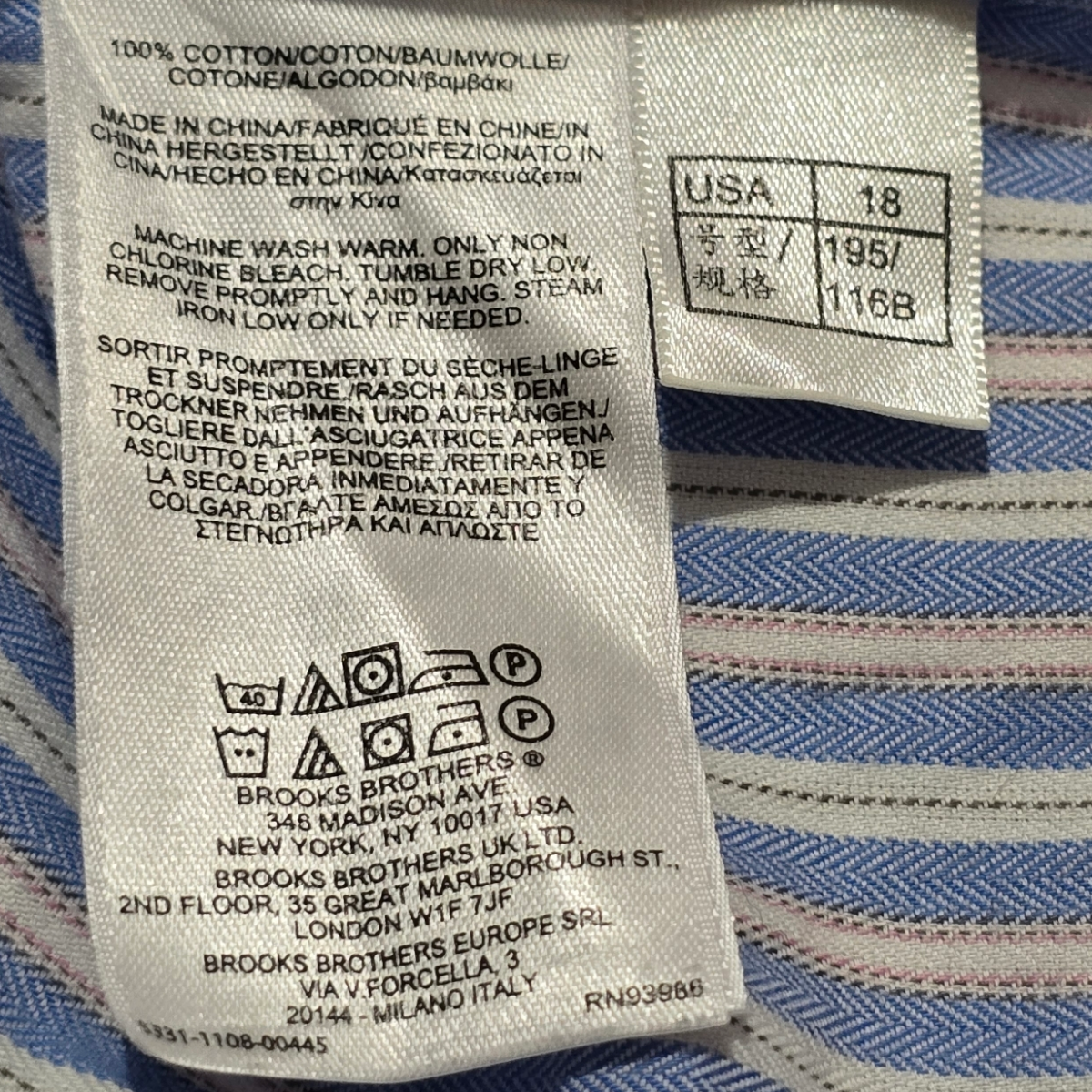 Camisa Brooks Brothers 18 Azul Rayas