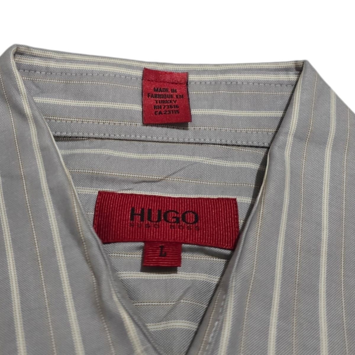 Camisa Hugo Boss Grande L Gris Lineas