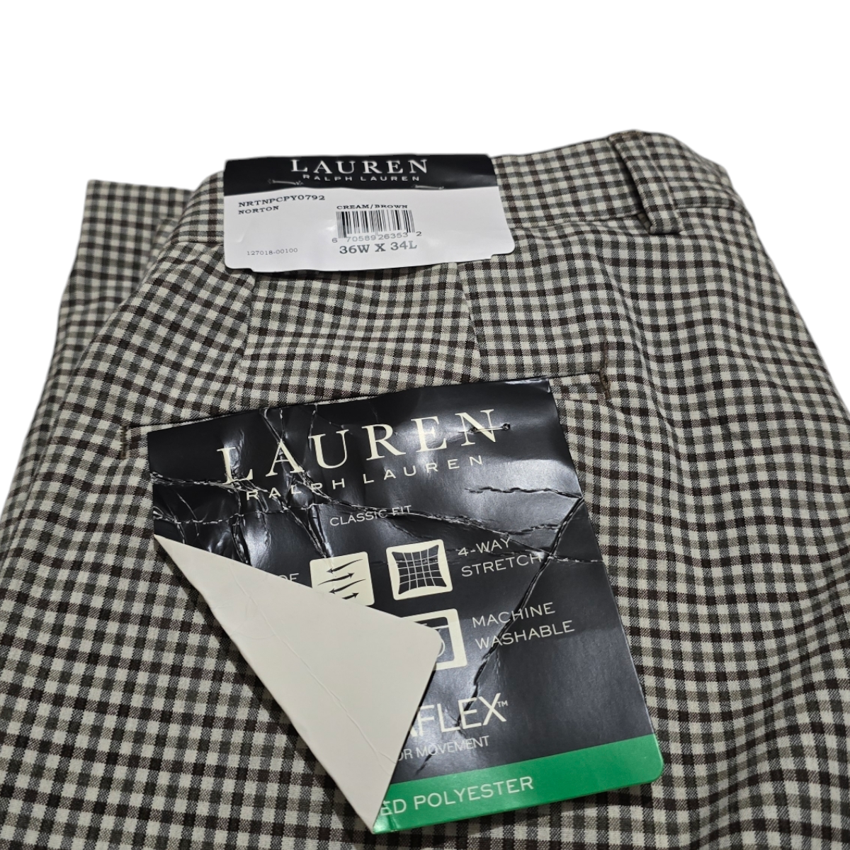 Pantalon Lauren Ralph Lauren 36x34 Classic Fit Cuadro Cafe