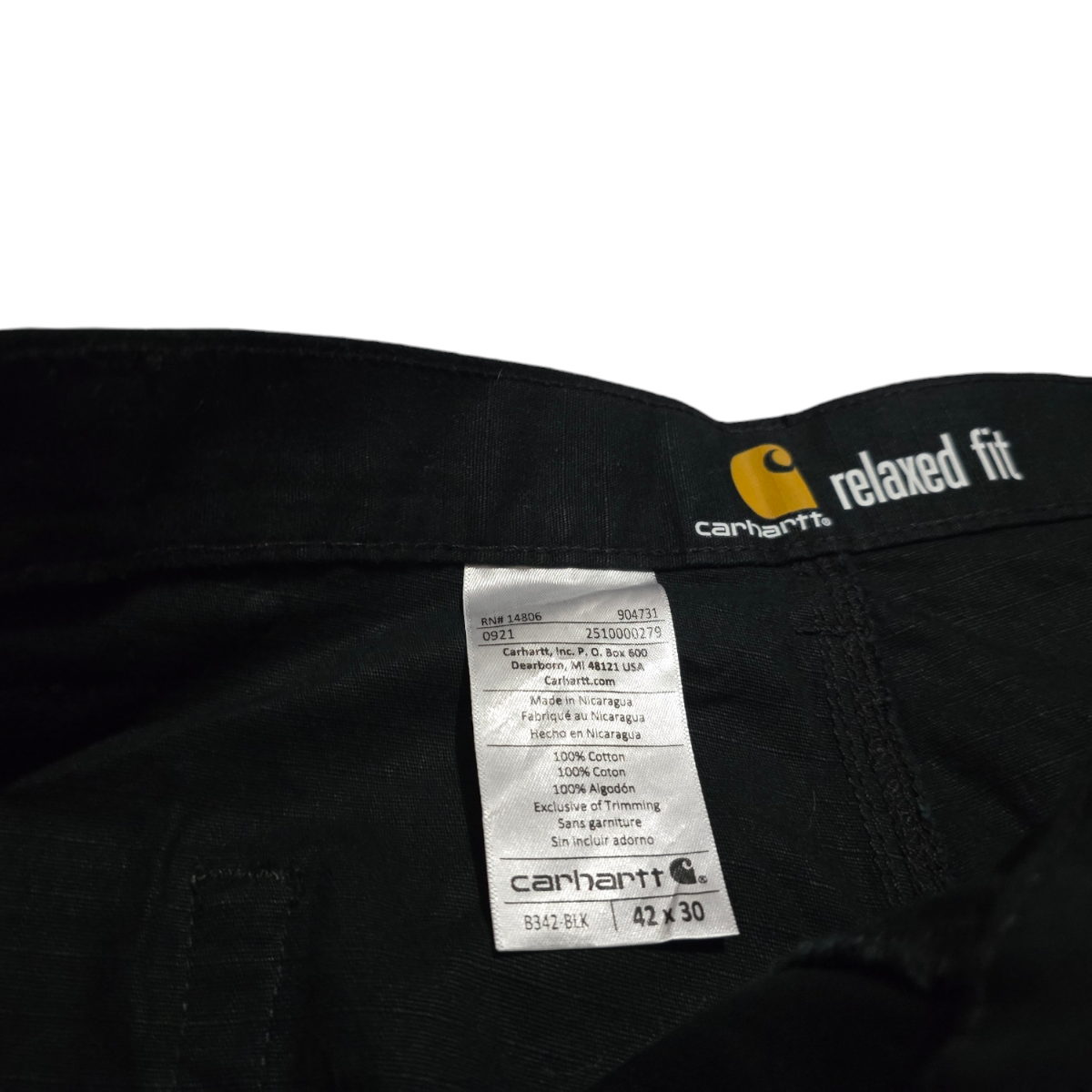 Pantalon Carhartt 42x30 Relaxed Fit Negro