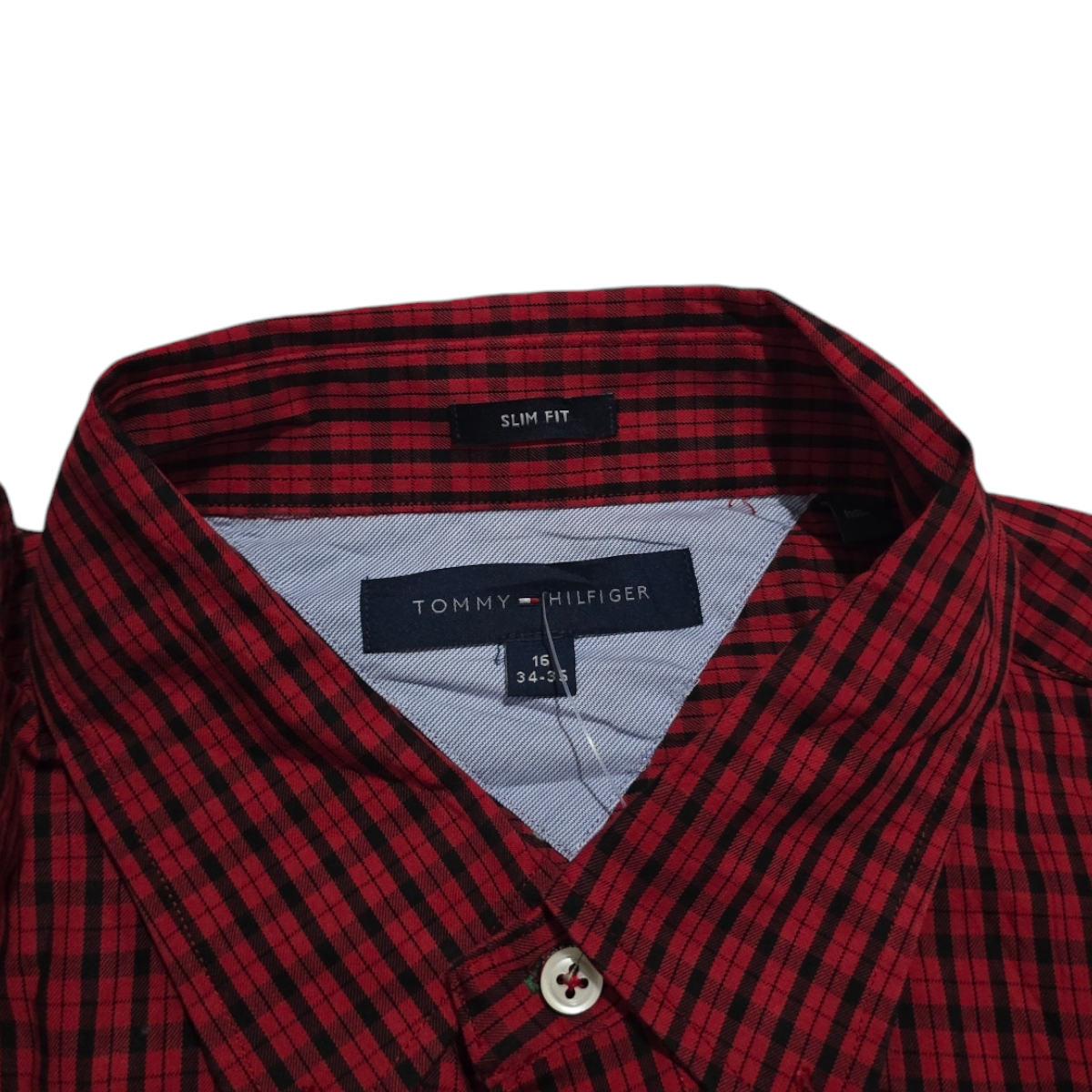 Camisa Tommy Hilfiger Grande L 16 34-35 Slimfit Cuadro Rojo