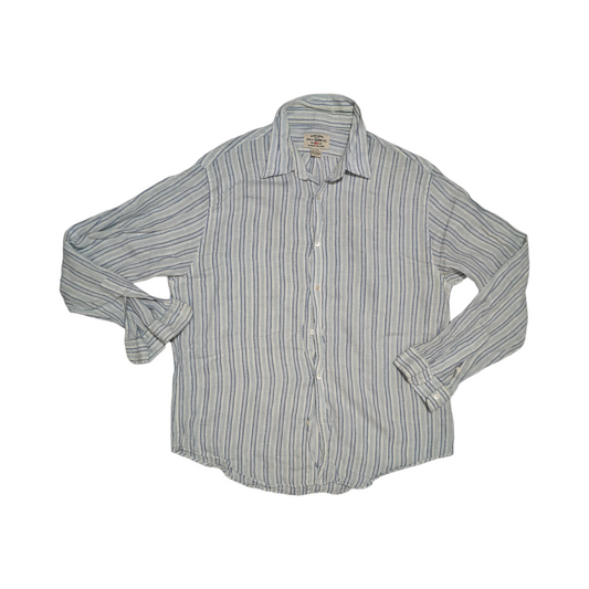 Camisa Ralph Lauren Xgrande Xl Lineas Azules Lino