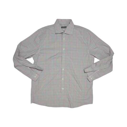 Camisa Michael Kors Grande 16 32-33 Regular Fit Cuadro Gris