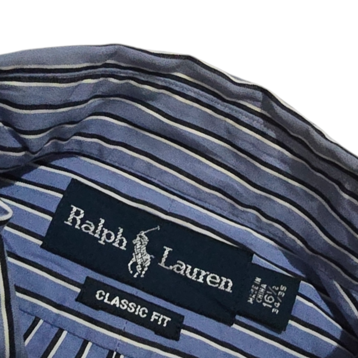 Camisa Ralph Lauren Grande Classic Fit Lineas Azules