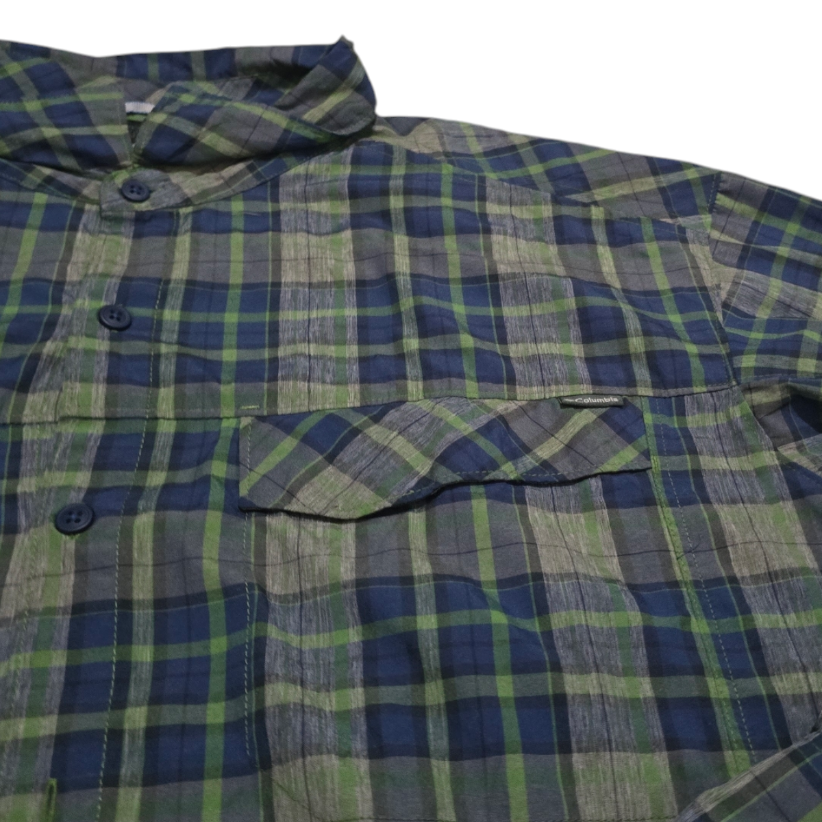 Camisa Columbia 2xl Tall Cuadro Verde Y Azul Omnishade