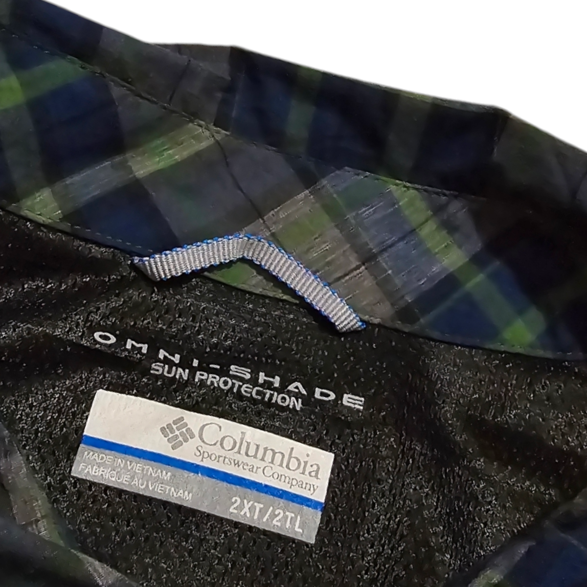 Camisa Columbia 2xl Tall Cuadro Verde Y Azul Omnishade