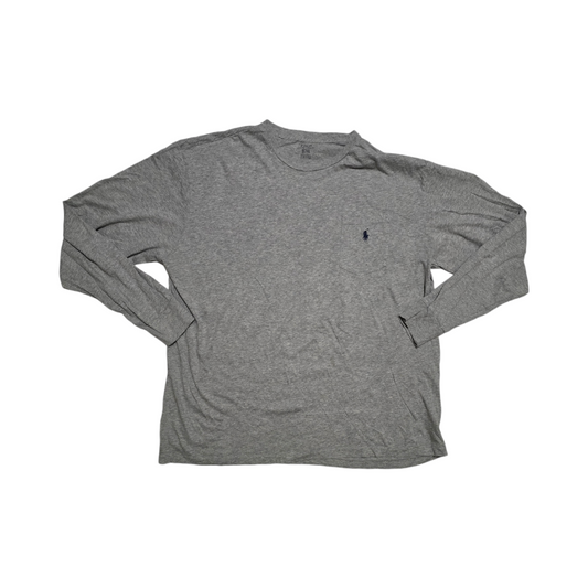 Playera Manga Larga Ralph Lauren Xgrande Xl Gris Pony Azul