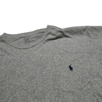 Playera Manga Larga Ralph Lauren Xgrande Xl Gris Pony Azul