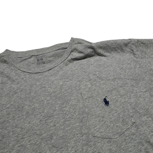 Playera Manga Larga Ralph Lauren Xgrande Xl Gris Pony Azul