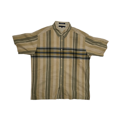 Camisa Tommy Hilfiger Manga Corta Xgrande Xl Cafe Lineas