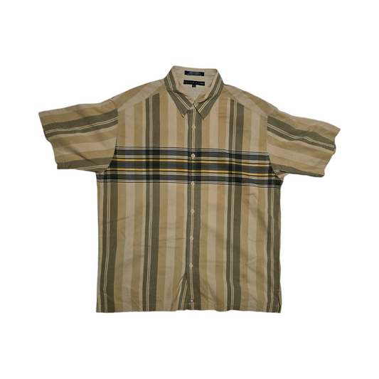 Camisa Tommy Hilfiger Manga Corta Xgrande Xl Cafe Lineas