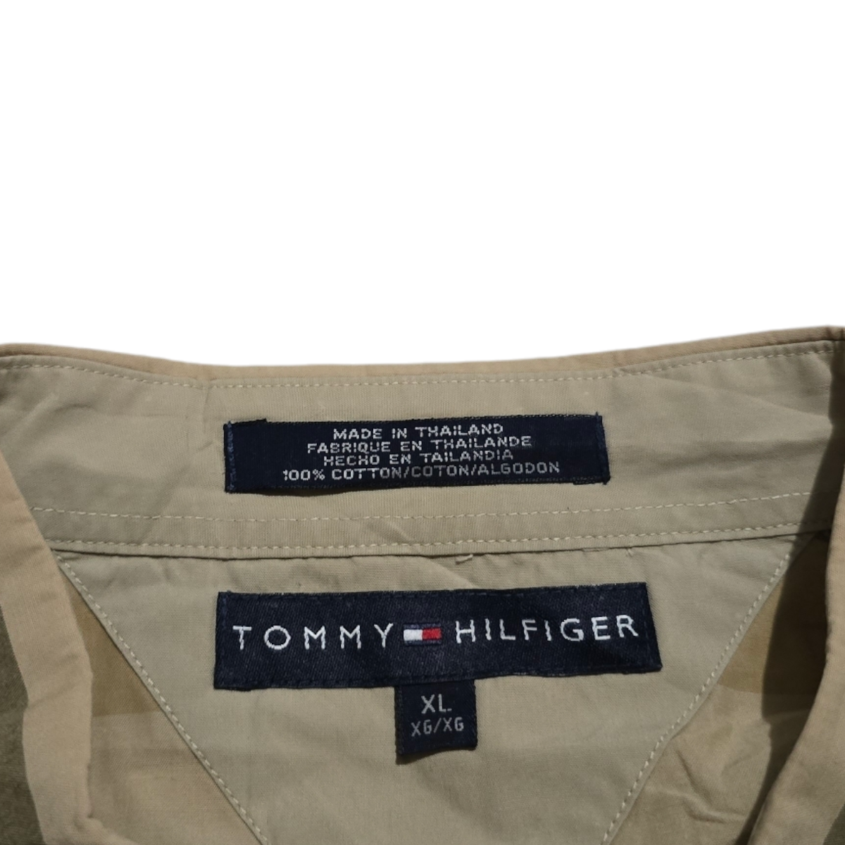 Camisa Tommy Hilfiger Manga Corta Xgrande Xl Cafe Lineas