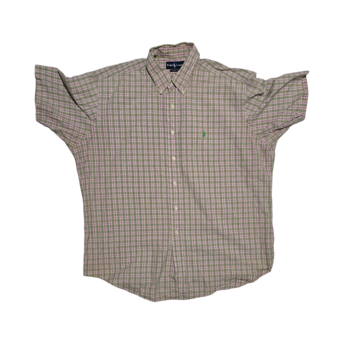 Camisa Ralph Lauren Manga Corta Xl Classic Fit Cuadro Rosa