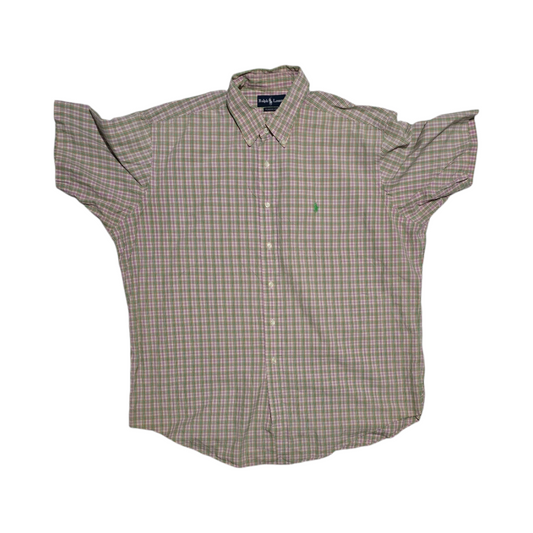 Camisa Ralph Lauren Manga Corta Xl Classic Fit Cuadro Rosa