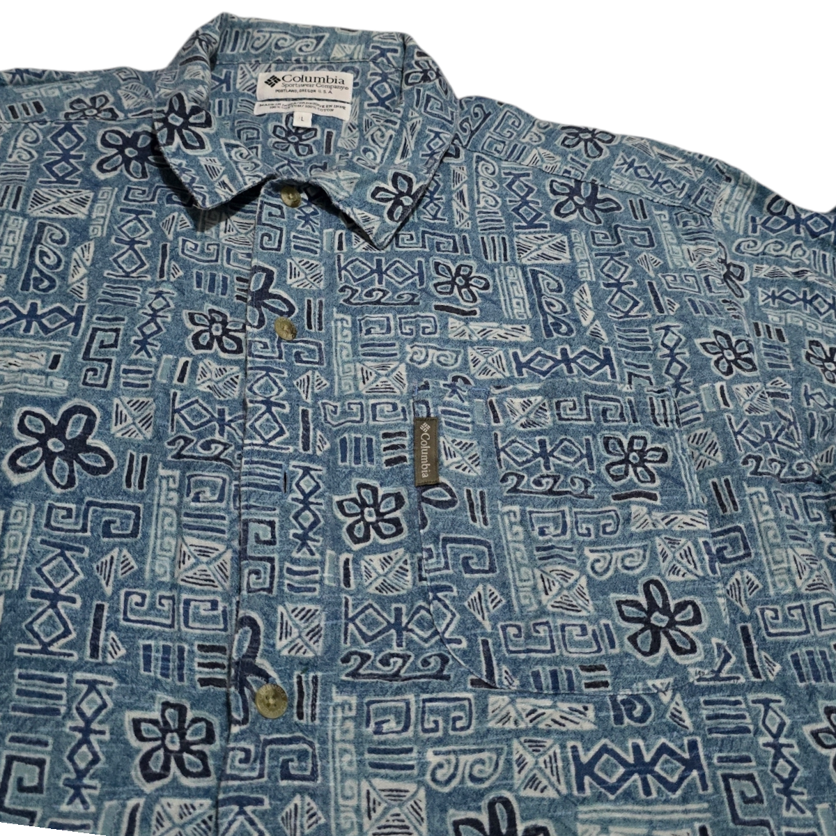 Camisa Manga Corta Columbia Grande L Azul