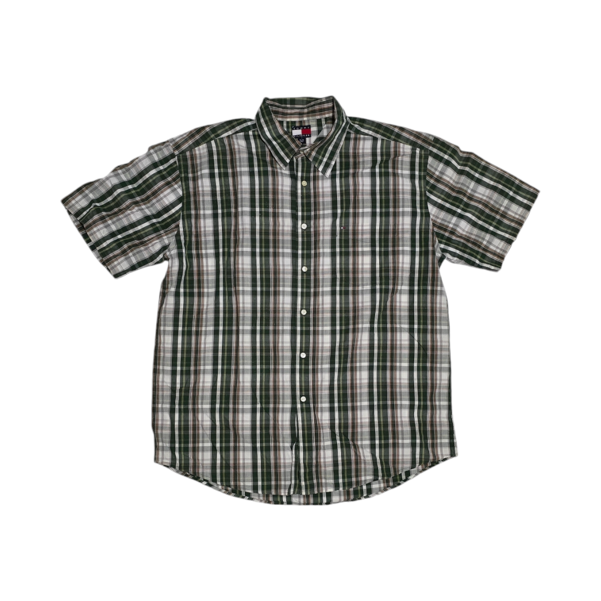 Camisa Manga Corta Tommy Hilfiger Xgrande Xl Cuadro Verde