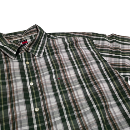 Camisa Manga Corta Tommy Hilfiger Xgrande Xl Cuadro Verde