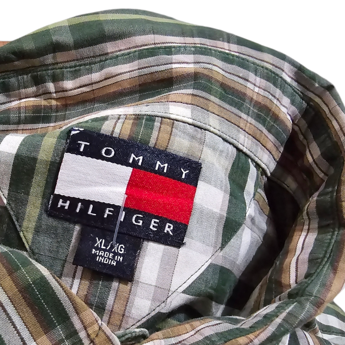 Camisa Manga Corta Tommy Hilfiger Xgrande Xl Cuadro Verde