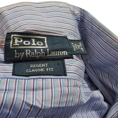 Camisa Ralph Lauren Grande L Classic Fit Azul Lineas Rosas