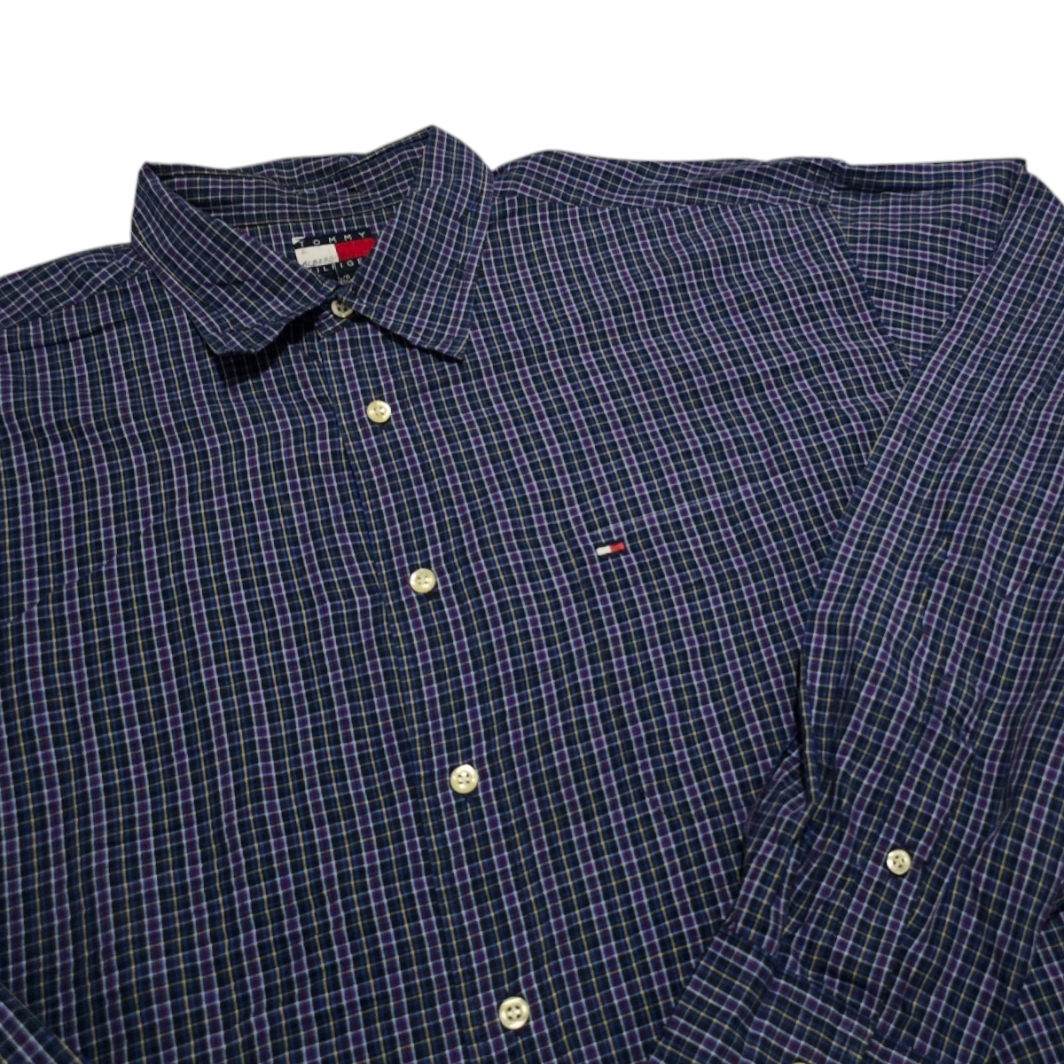 Camisa Tommy Hilfiger Grande L Vintage Azul Cuadros