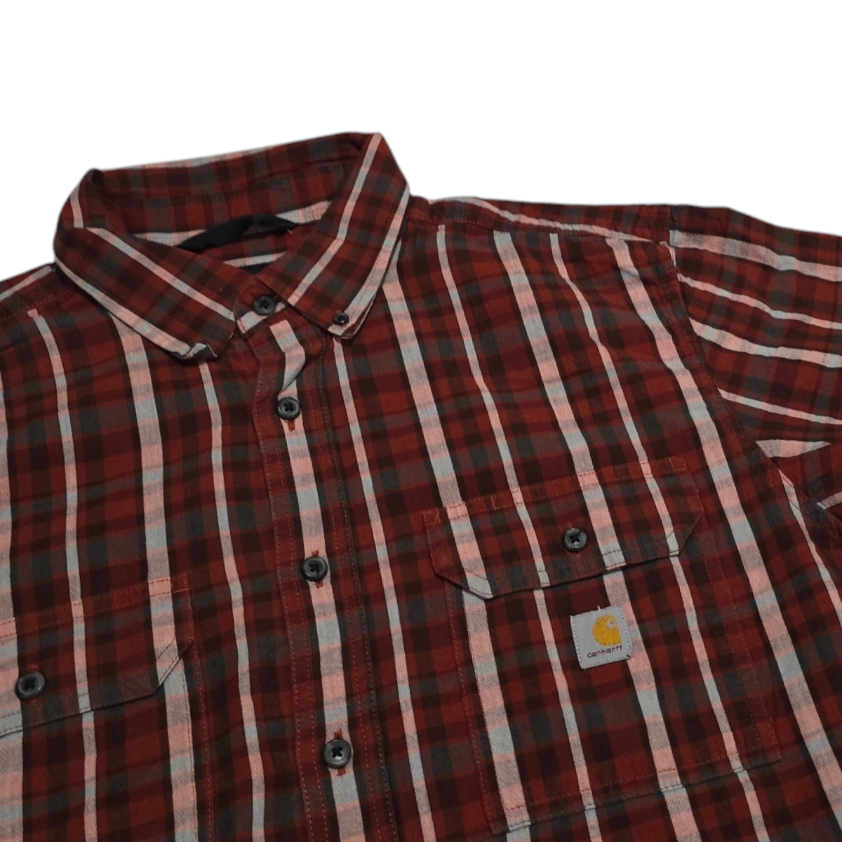 Camisa Manga Corta Carhartt Xgrande Xl Tall Cuadro Ladrillo