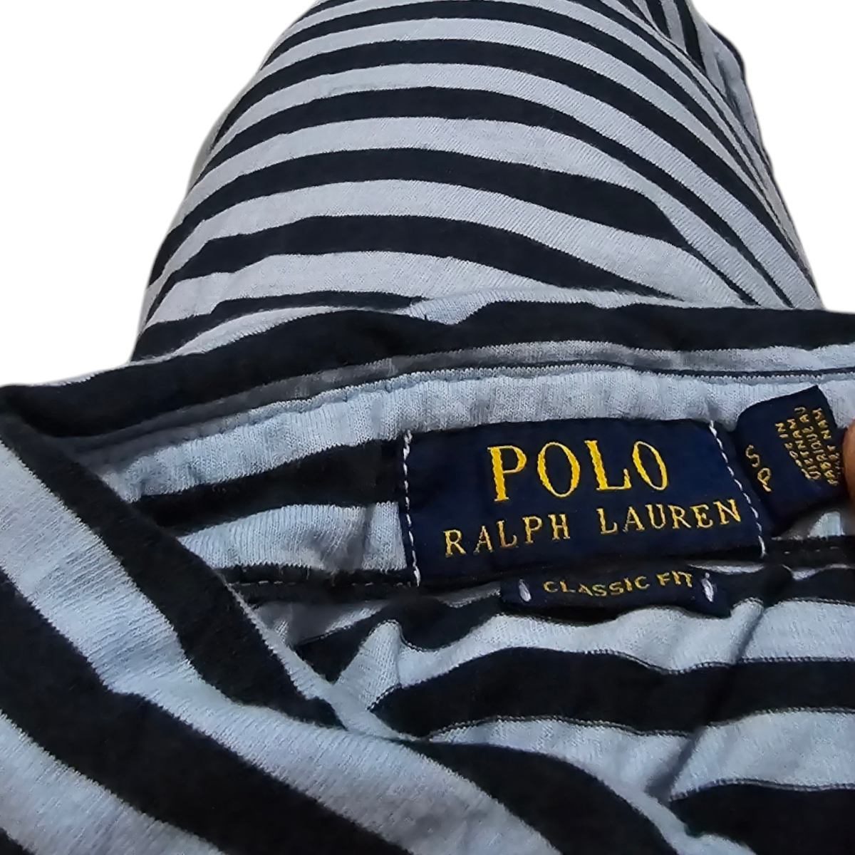 Playera Polo Ralph Lauren Chico S Classic Fit Azul Lineas