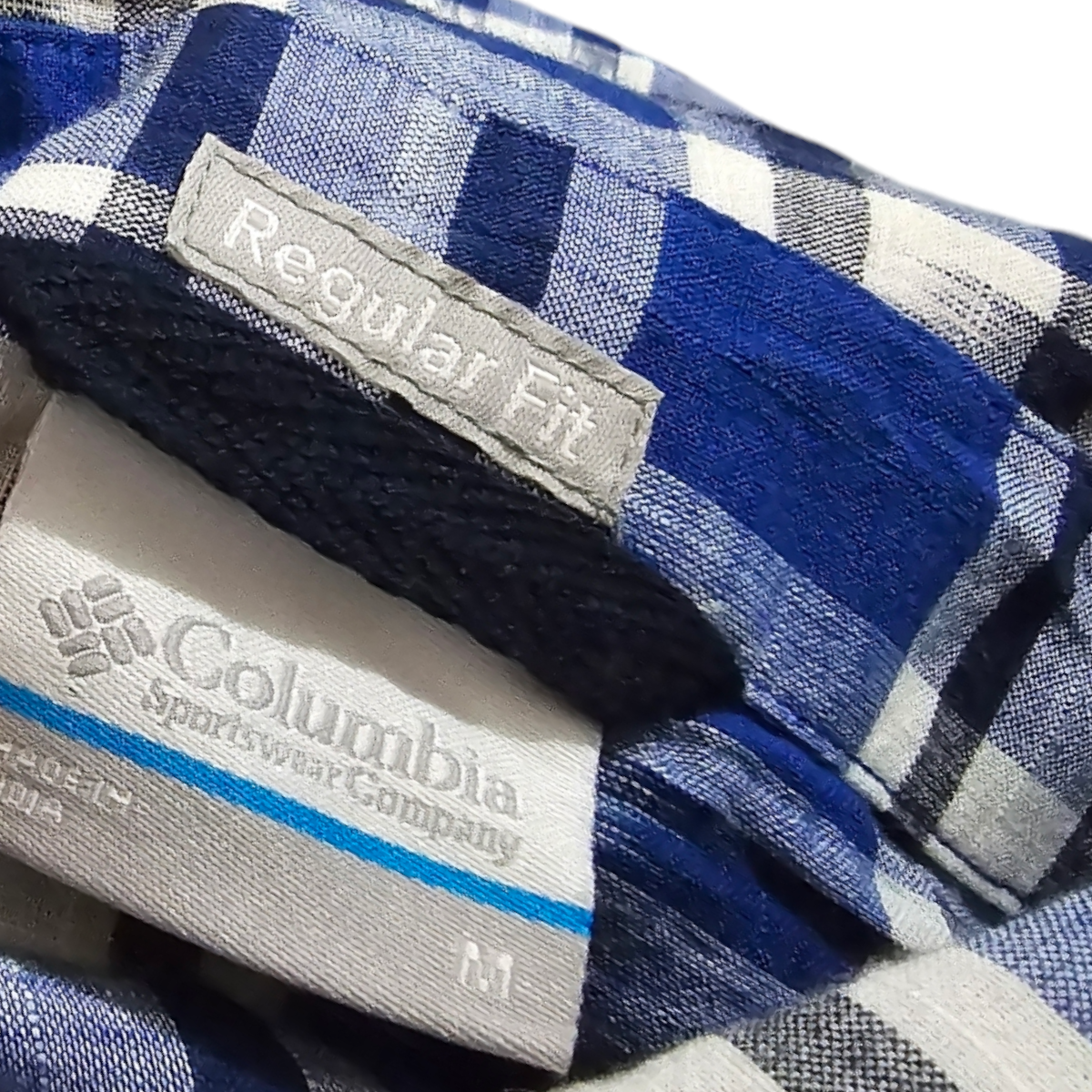 Camisa Manga Corta Columbia Mediana M Regular Fit Azul Cuadr