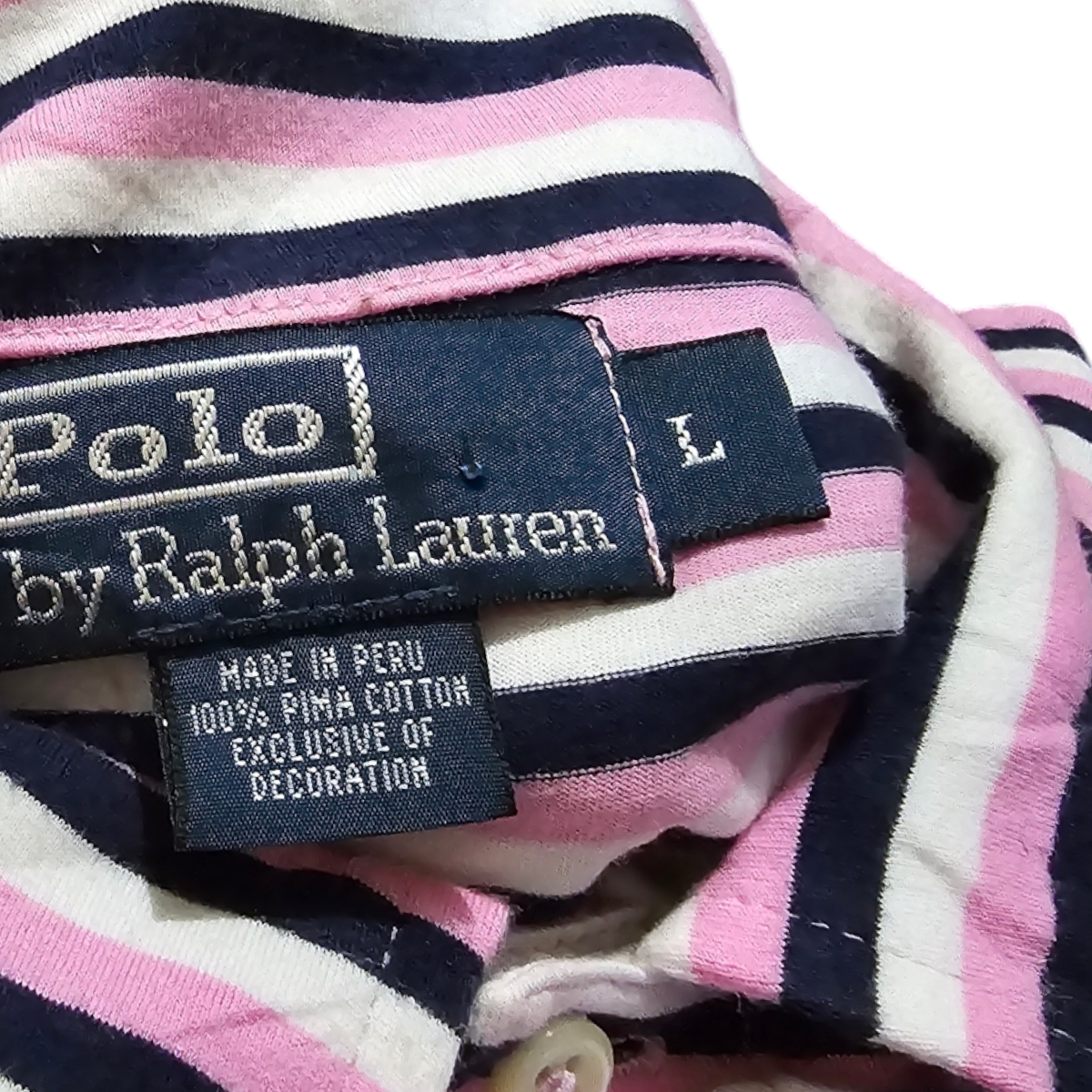 Playera Polo Ralph Lauren Grande L Rosa Lineas Azules