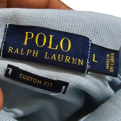 Playera Polo Ralph Lauren Grande L Custom Fit Azul Deslavado