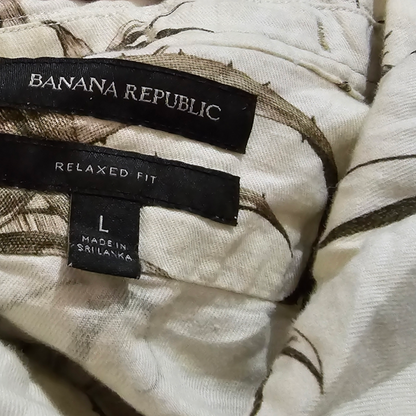 Camisa Manga Corta Banana Republic Grande L Relaxed Fit Cafe