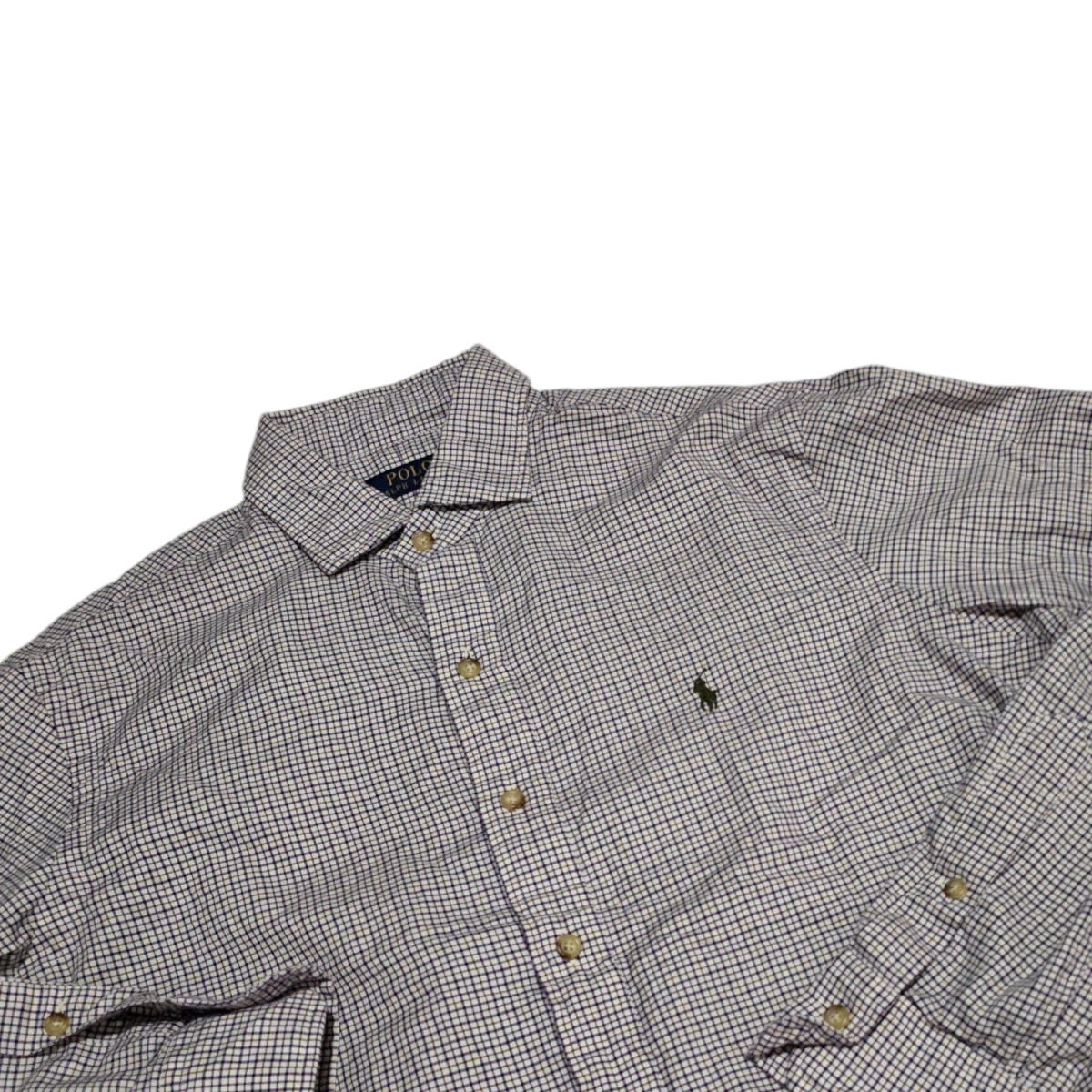 Camisa Ralph Lauren Mediana M Cuadro Azul, Cafe Y Blanco