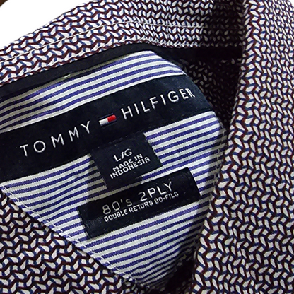 Camisa Tommy Hilfiger Grande L 80s Ply Figuras Azul Vino