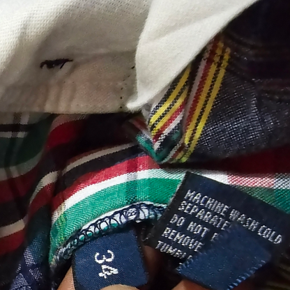 Bermuda Ralph Lauren Talla 34 Cuadros Azul Y Colores