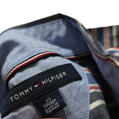 Camisa Tommy Hilfiger Xchico Xs Lineas Gris (Usado)