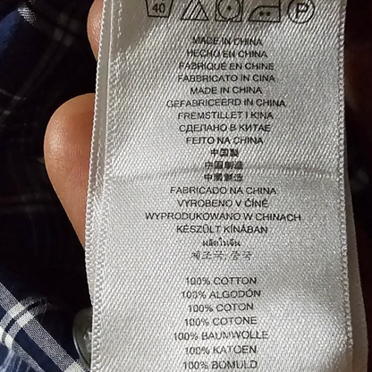 Camisa Michael Kors Grande L Tailored Fit Lineas Azul (Usado)