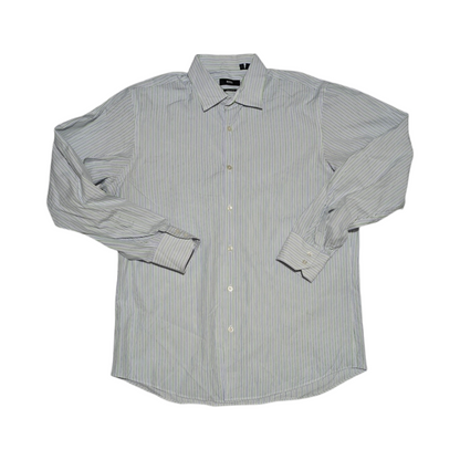 Camisa Hugo Boss Regular Fit Grande L Blanca Lineas Verdes (Usado)