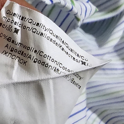 Camisa Hugo Boss Regular Fit Grande L Blanca Lineas Verdes (Usado)