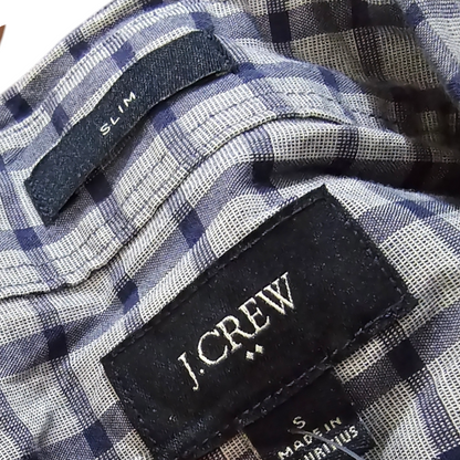 Camisa Cuadros J Crew Slim Chico S Gris/azul (Usado)