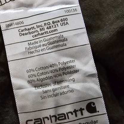 Playera Relaxed Fit Carhartt Xgrande Xl Cafe Obscuro (Usado)