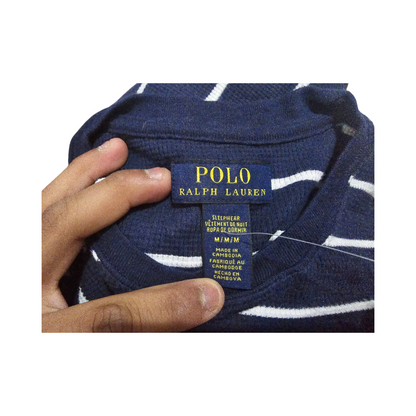 Playera Manga Larga Ralph Lauren Mediana M Azul Lineas