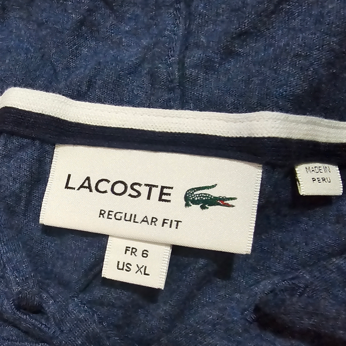 Playera Con Gorro Lacoste Xgrande Xl Fr 6 Azul Regular Fit