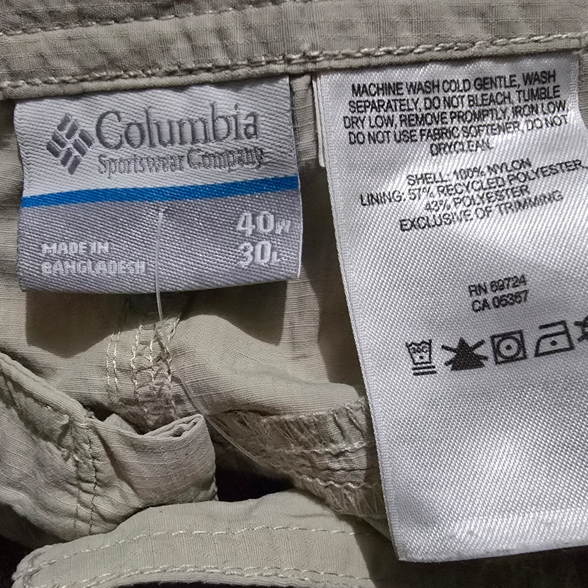 Pantalon Columbia 40x30 Beige Con Cinturon