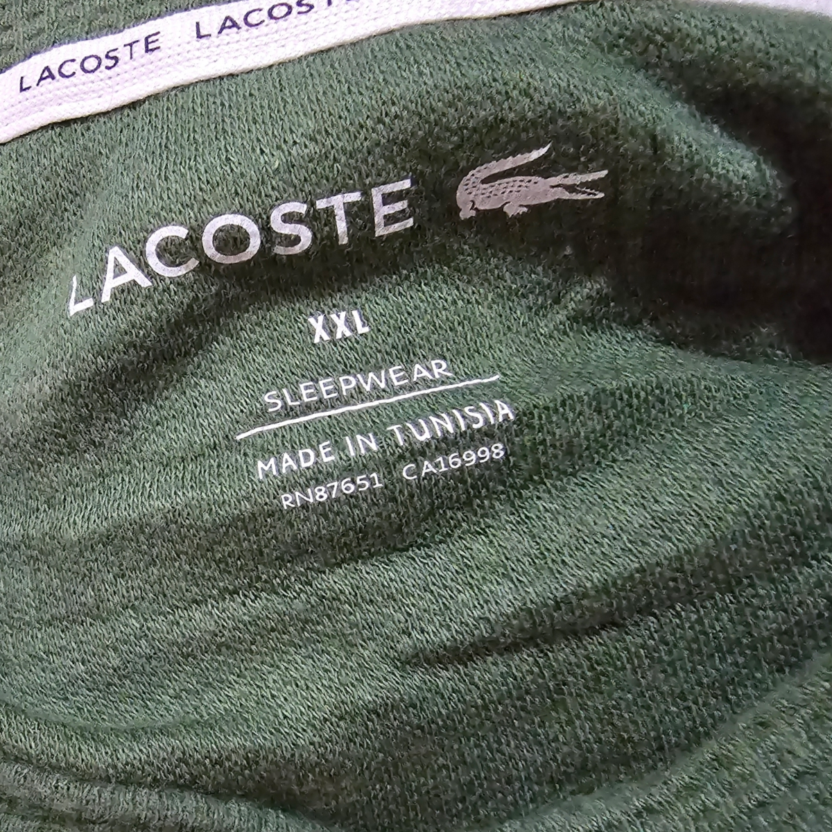 Playera Manga Larga Lacoste 2xl Verde Deslavado